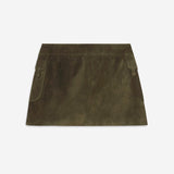 FRAME - The Suede Cargo Mini Skirt -- Cypress