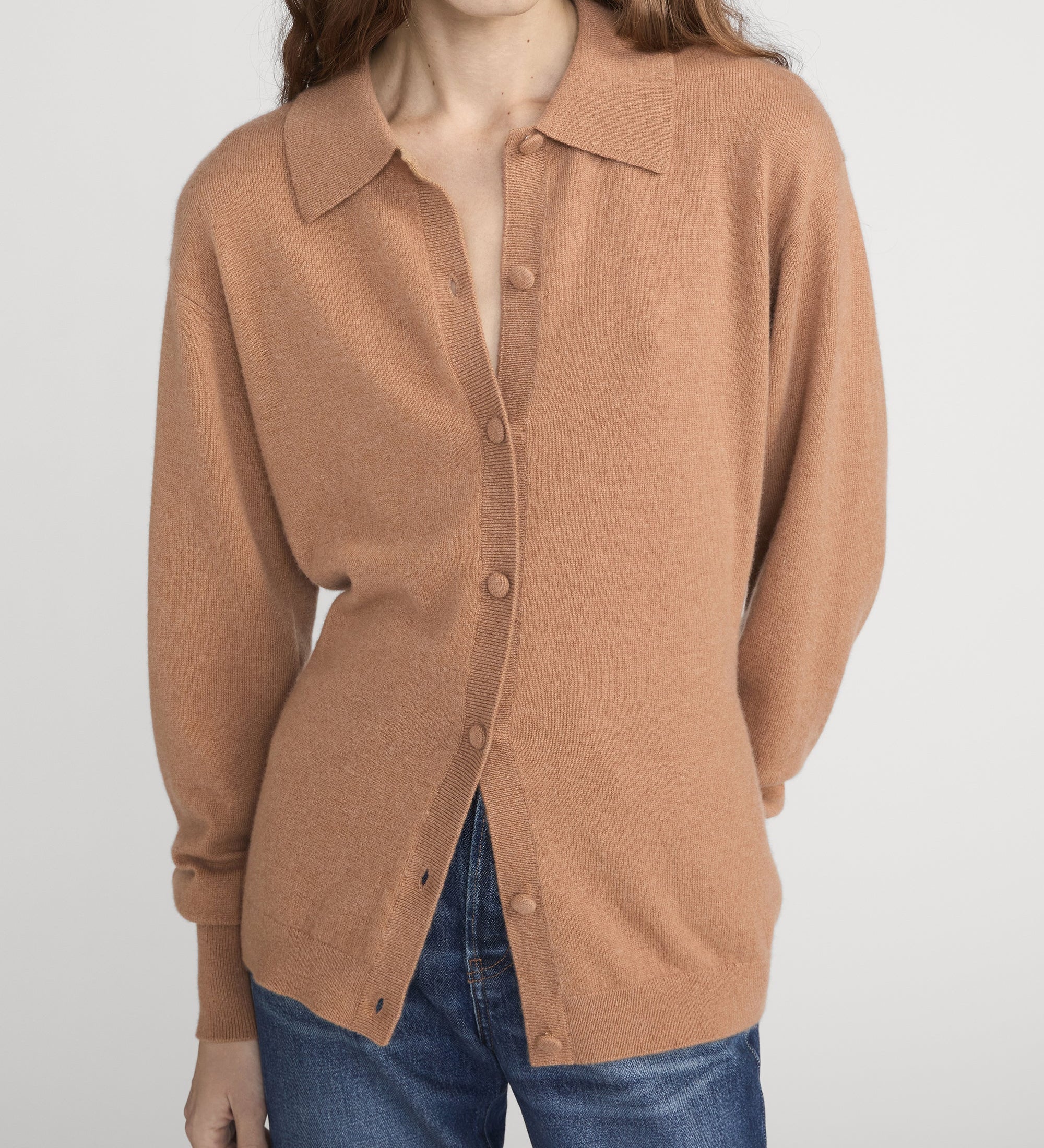 FRAME - The Cashmere Collared Cardi - Light Camel