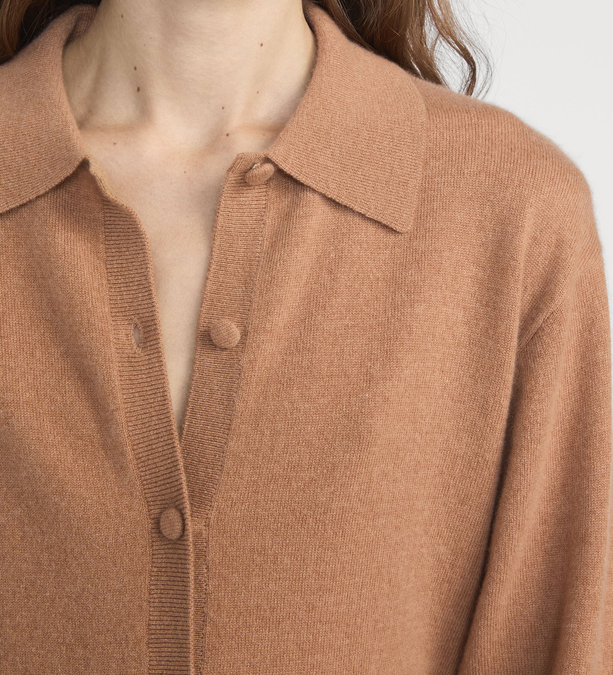 FRAME - The Cashmere Collared Cardi - Light Camel