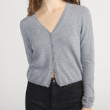 FRAME - The Cashmere V Cardi - Heather Grey