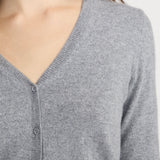 FRAME - The Cashmere V Cardi - Heather Grey