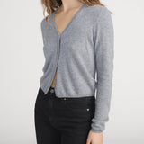 FRAME - The Cashmere V Cardi - Heather Grey