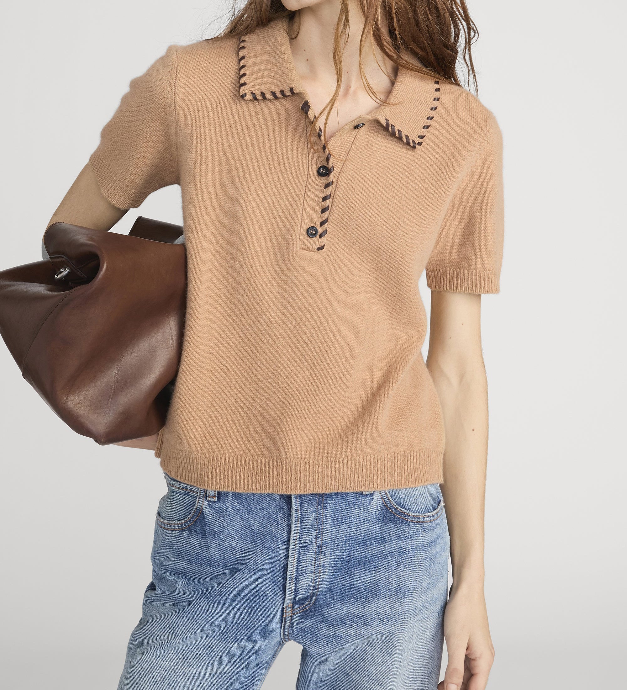FRAME - The Leather Stitch Polo