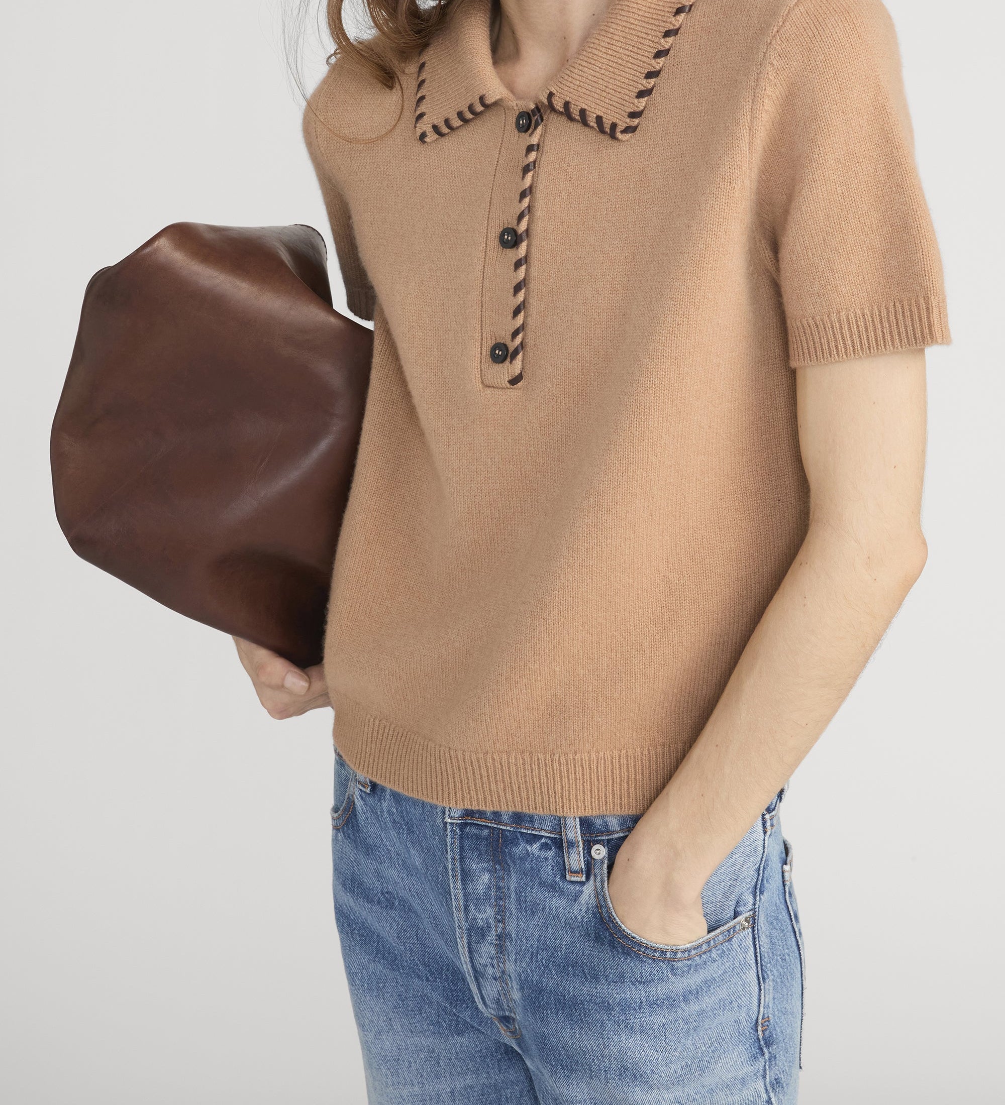 FRAME - The Leather Stitch Polo