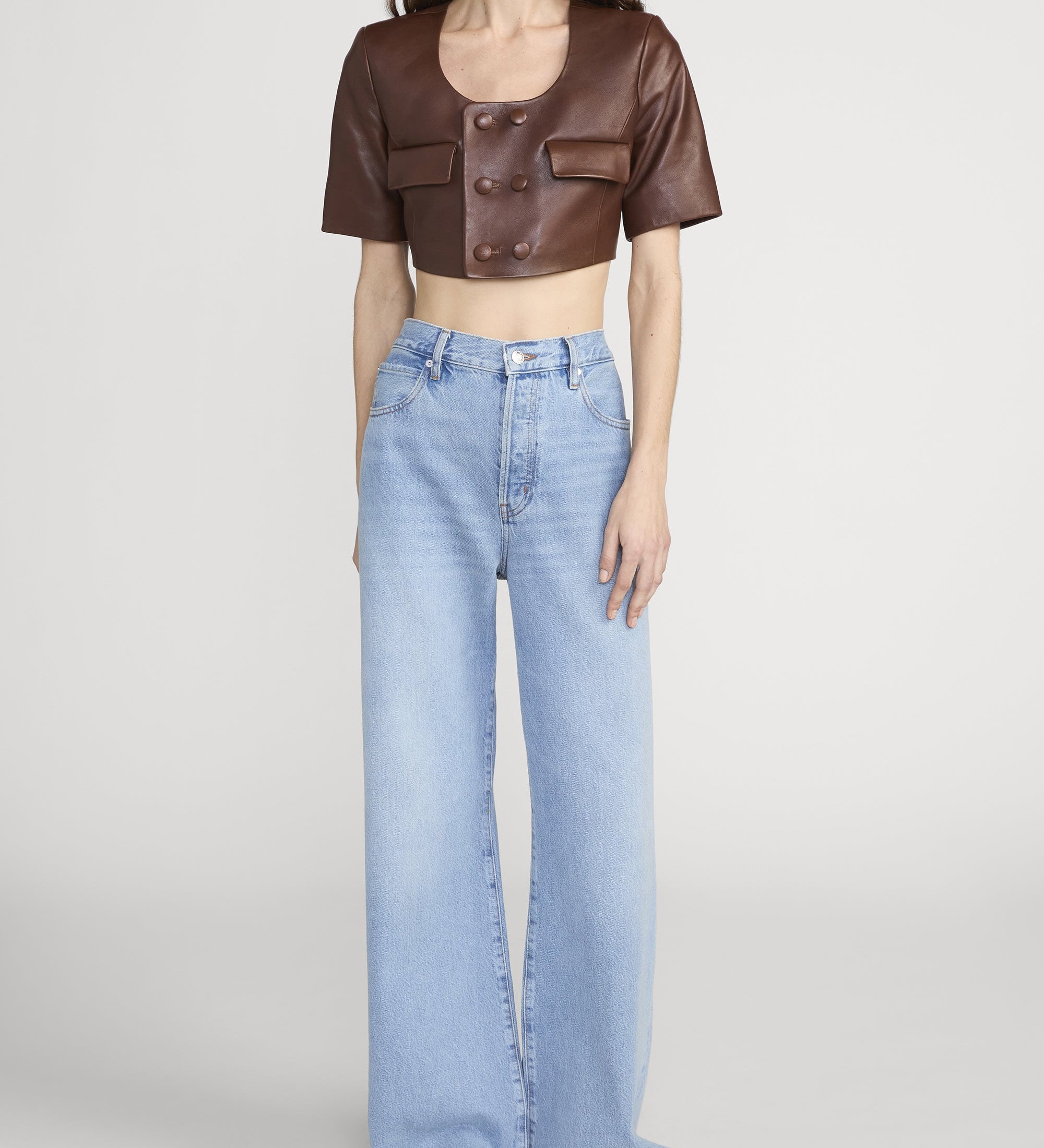 FRAME - The Cropped Leather Jacket
