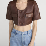 FRAME - The Cropped Leather Jacket