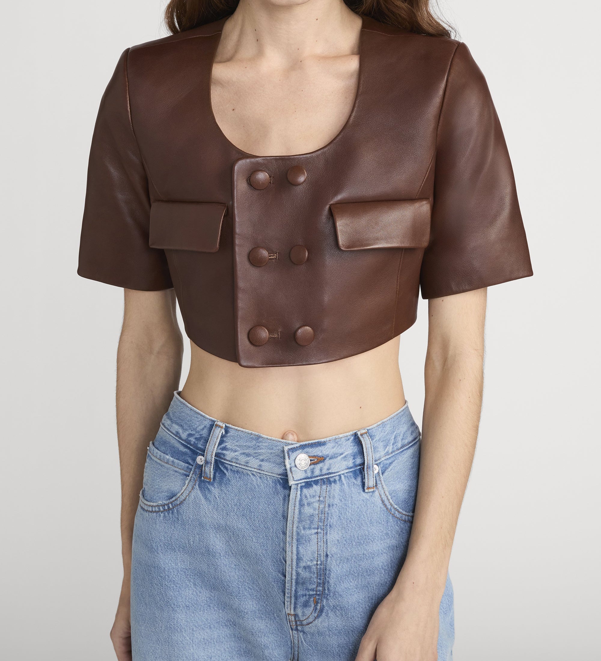 FRAME - The Cropped Leather Jacket
