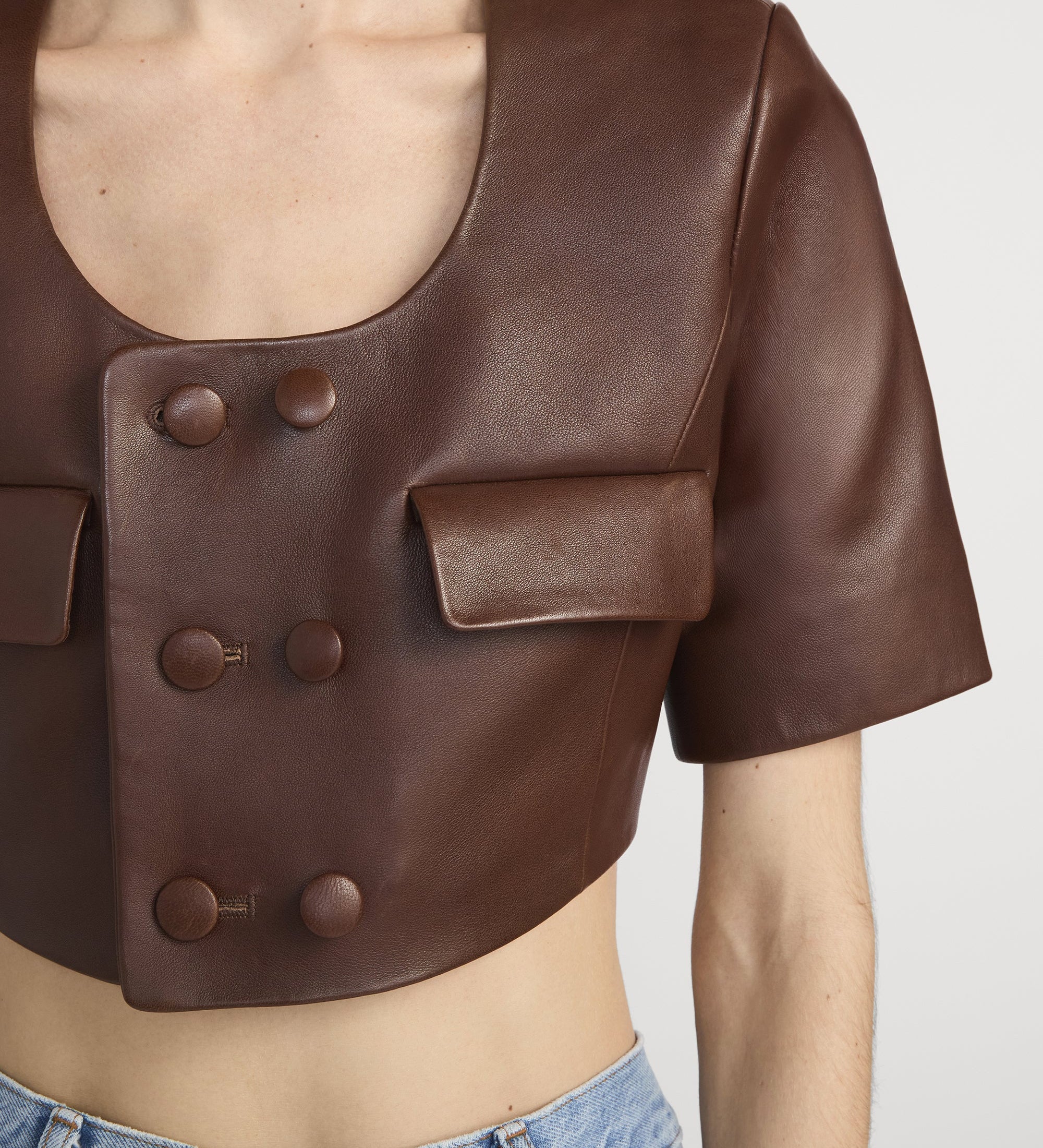 FRAME - The Cropped Leather Jacket