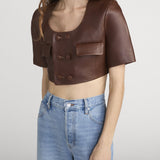 FRAME - The Cropped Leather Jacket