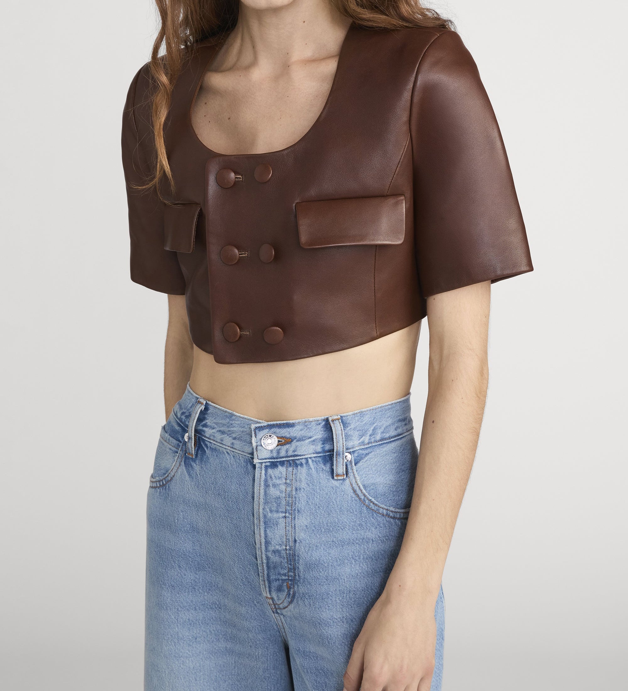 FRAME - The Cropped Leather Jacket