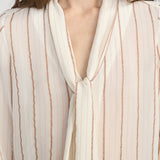 FRAME - The Striped Silk Tie Blouse