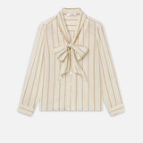 FRAME - The Striped Silk Tie Blouse