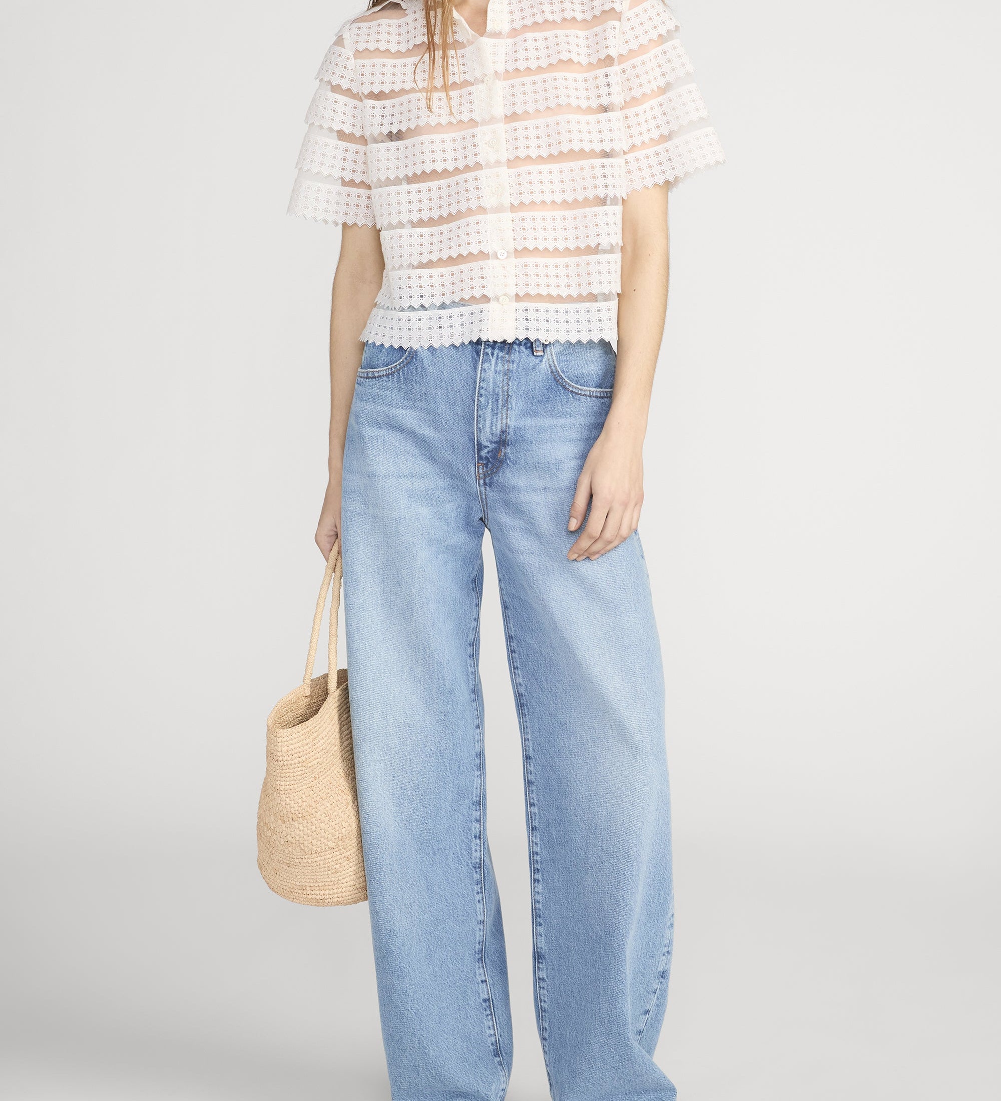 FRAME - The Lattice Crochet Blouse
