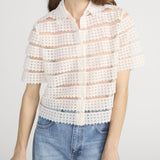 FRAME - The Lattice Crochet Blouse
