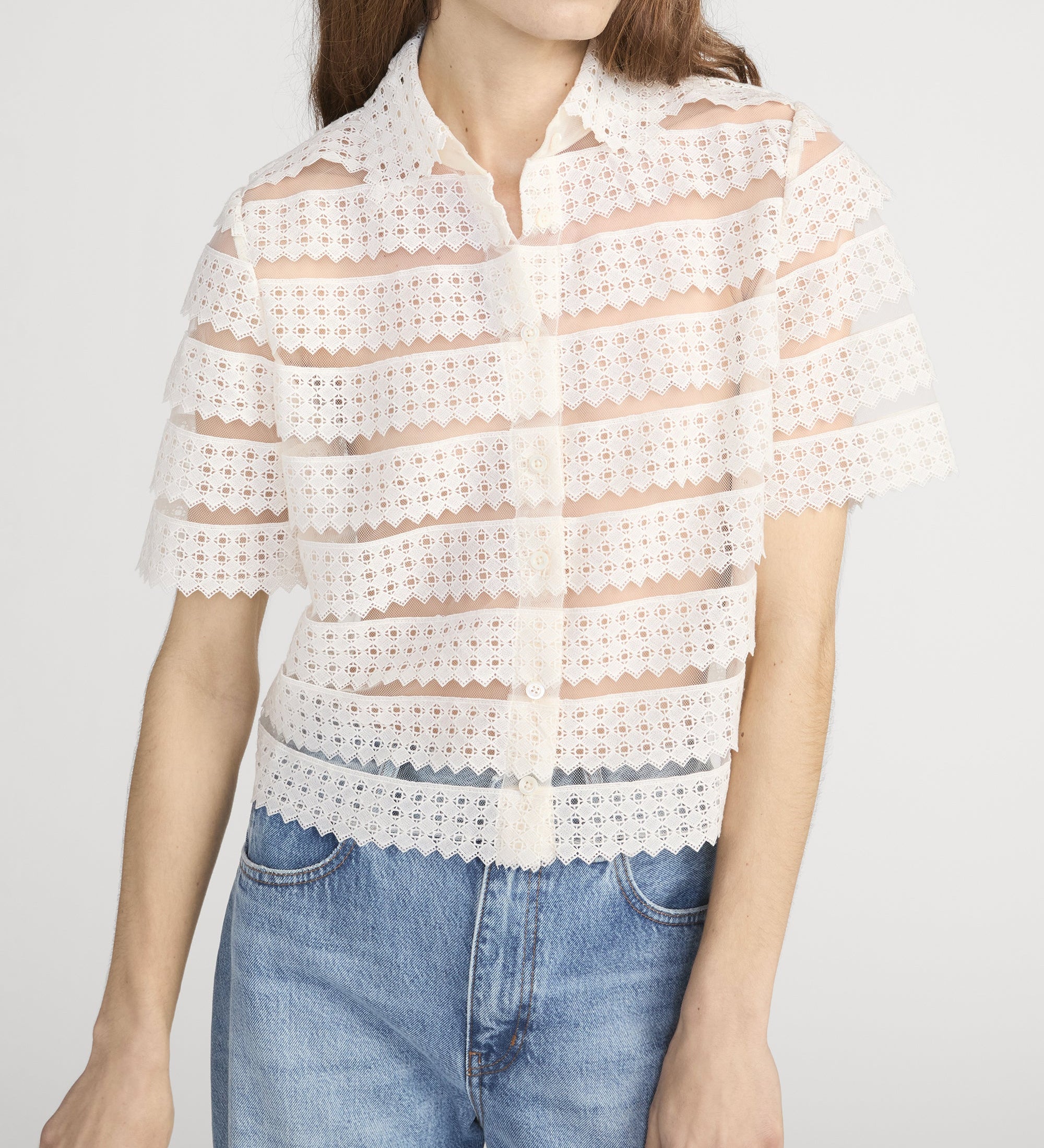 FRAME - The Lattice Crochet Blouse