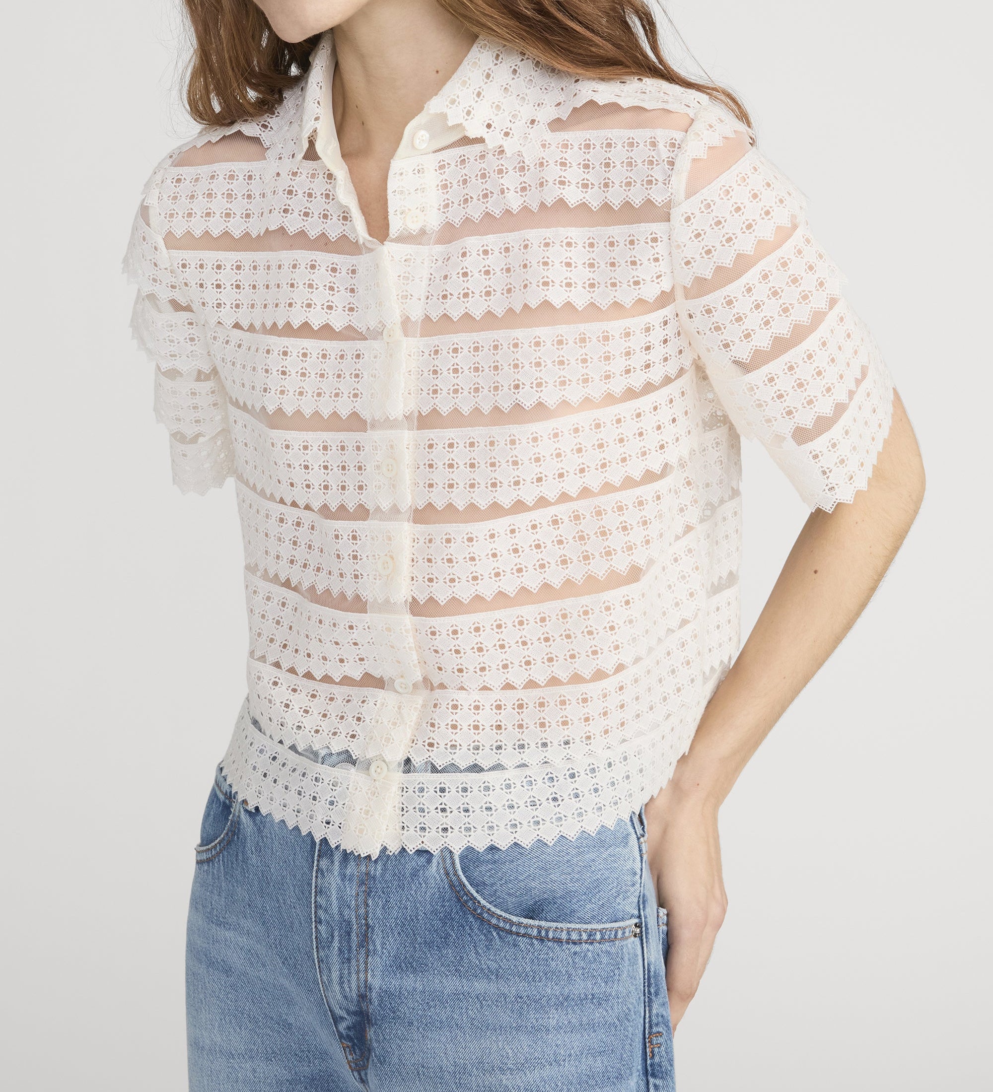 FRAME - The Lattice Crochet Blouse
