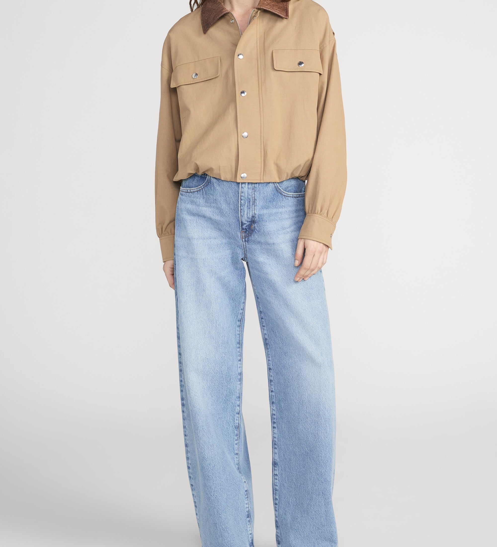 FRAME - The Leather Collar Bubble Jacket