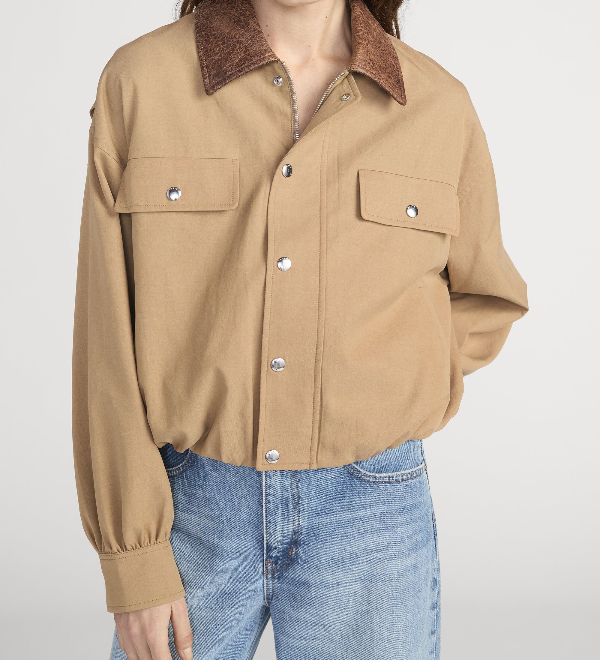 FRAME - The Leather Collar Bubble Jacket