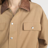 FRAME - The Leather Collar Bubble Jacket