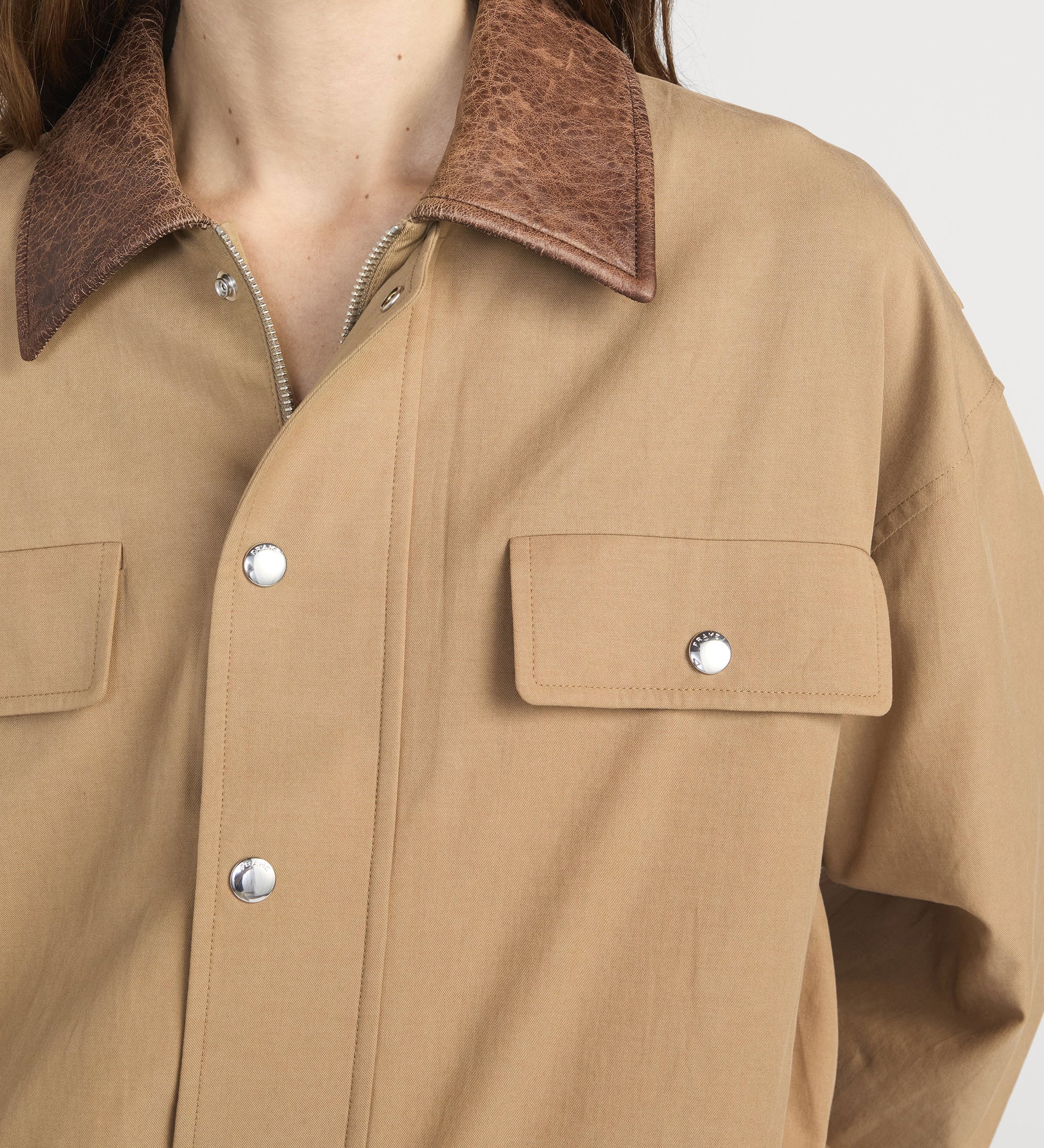 FRAME - The Leather Collar Bubble Jacket