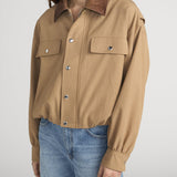 FRAME - The Leather Collar Bubble Jacket