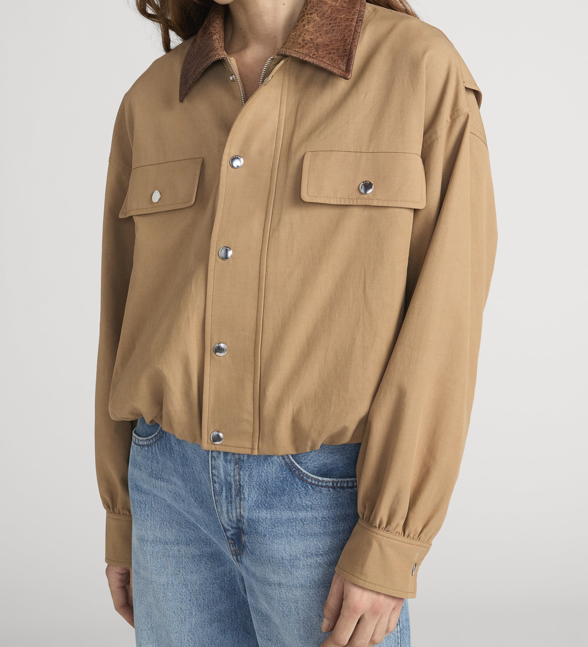 FRAME - The Leather Collar Bubble Jacket
