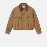 FRAME - The Leather Collar Bubble Jacket