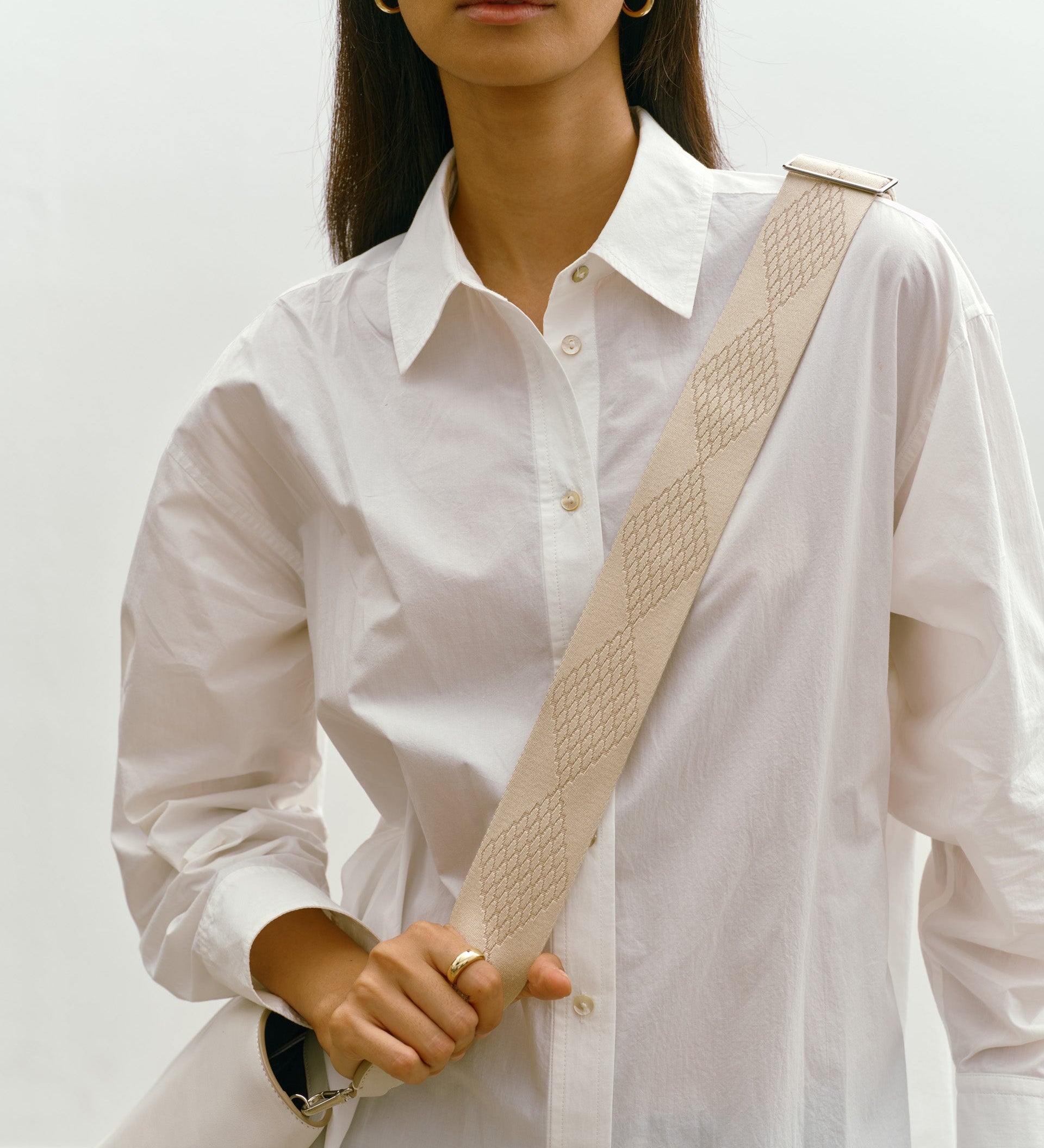 Metier - Webbing Strap Bianco With Silver Hardware