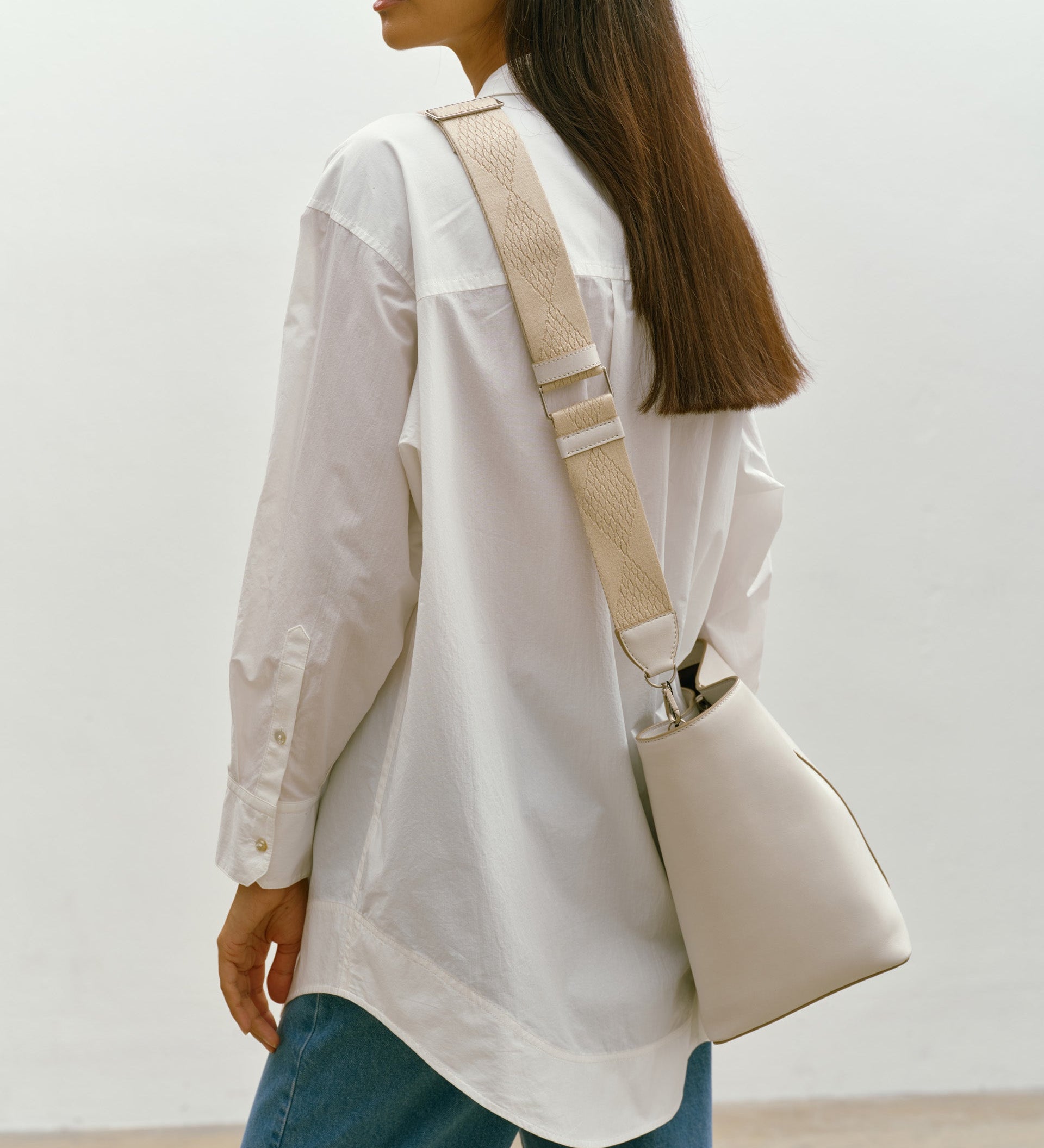 Metier - Webbing Strap Bianco With Silver Hardware