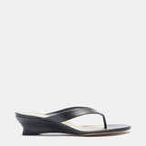 Le Monde Beryl - Micro Wedge Thong Sandal / Black Leather