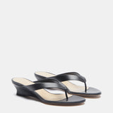 Le Monde Beryl - Micro Wedge Thong Sandal / Black Leather