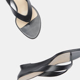 Le Monde Beryl - Micro Wedge Thong Sandal / Black Leather