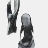 Le Monde Beryl - Micro Wedge Thong / Coco Black Leather Croc Effect