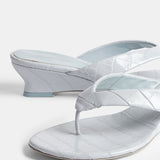 Le Monde Beryl - Micro Wedge Thong / Ice Blue Leather Croc Effect