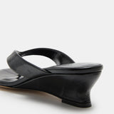 Le Monde Beryl - Micro Wedge Thong / Black Leather Eel Effect