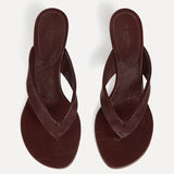 Le Monde Beryl - Micro Wedge Thong / Aubergine Naplack Leather