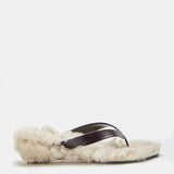 Le Monde Beryl - Micro Wedge Thong / Plum Leather with Latte Shearling