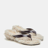 Le Monde Beryl - Micro Wedge Thong / Plum Leather with Latte Shearling