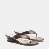 Le Monde Beryl - Micro Wedge Thong / Bruciato Leather Snake Effect