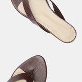 Le Monde Beryl - Micro Wedge Thong / Bruciato Leather Snake Effect