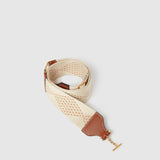 Metier - Women's Diamond Webbing Strap White Sand with Cognac