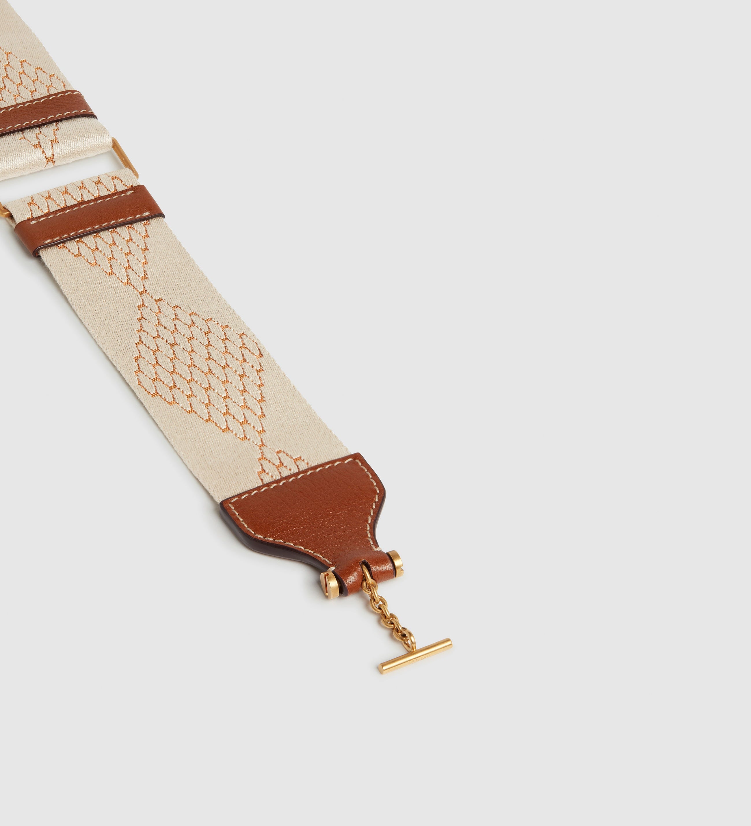 Metier - Women's Diamond Webbing Strap White Sand with Cognac