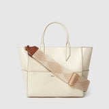 Metier - Women's Diamond Webbing Strap White Sand with Cognac