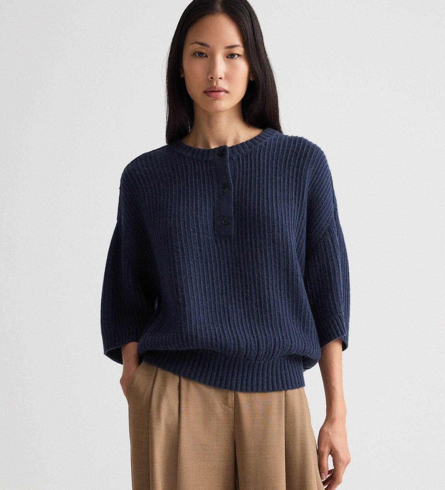 TWP - Short Sleeve Henley in Italian Cashmere