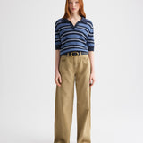 TWP - Slightly Oversized Polo W/ Multi Stripe in Cashmere