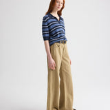 TWP - Slightly Oversized Polo W/ Multi Stripe in Cashmere