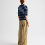 TWP - Slightly Oversized Polo W/ Multi Stripe in Cashmere