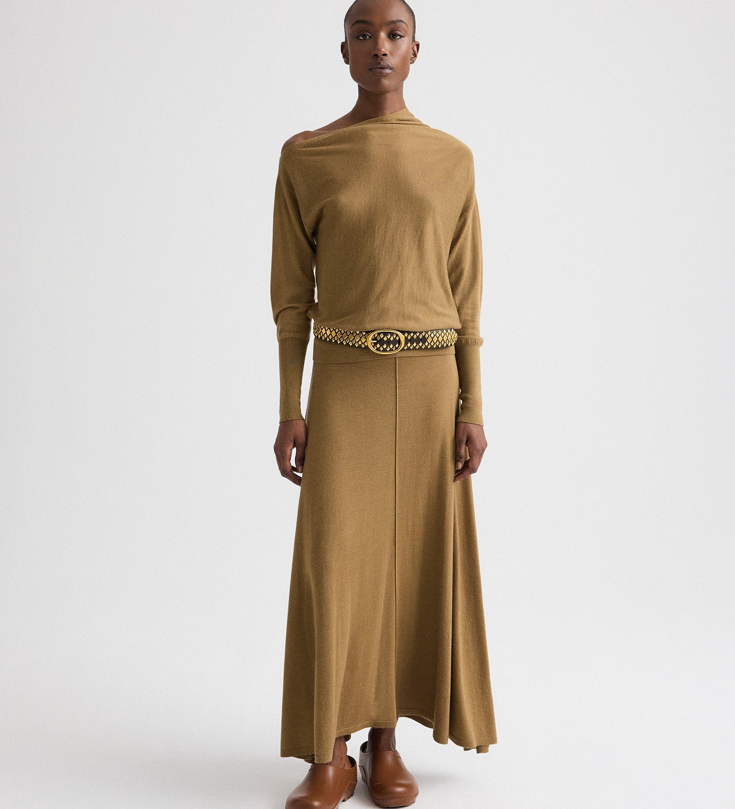 TWP - Handkerchief Hem Skirt with Wide Waistband in Fine Wool Silk
