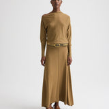 TWP - Handkerchief Hem Skirt with Wide Waistband in Fine Wool Silk
