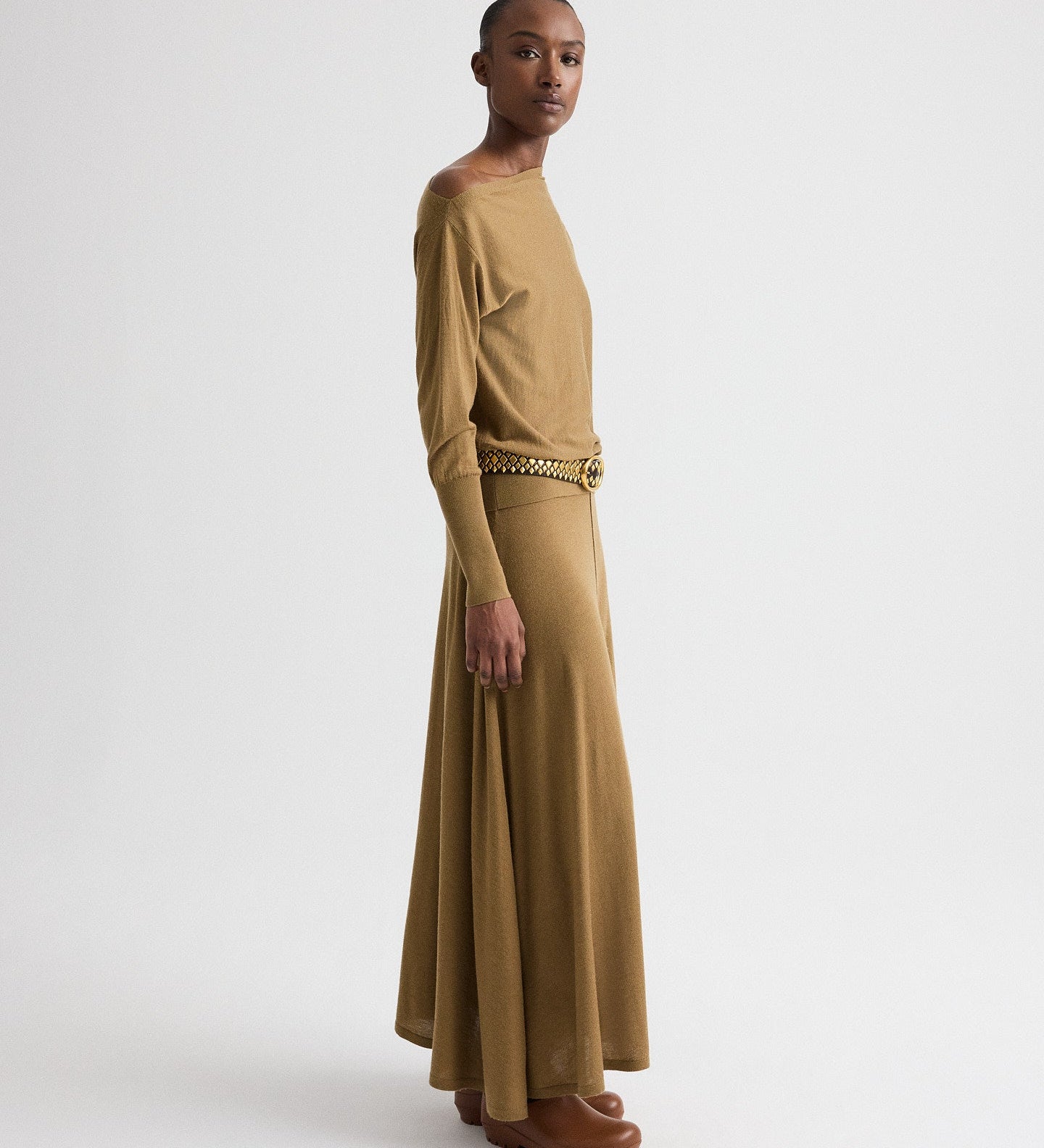 TWP - Handkerchief Hem Skirt with Wide Waistband in Fine Wool Silk